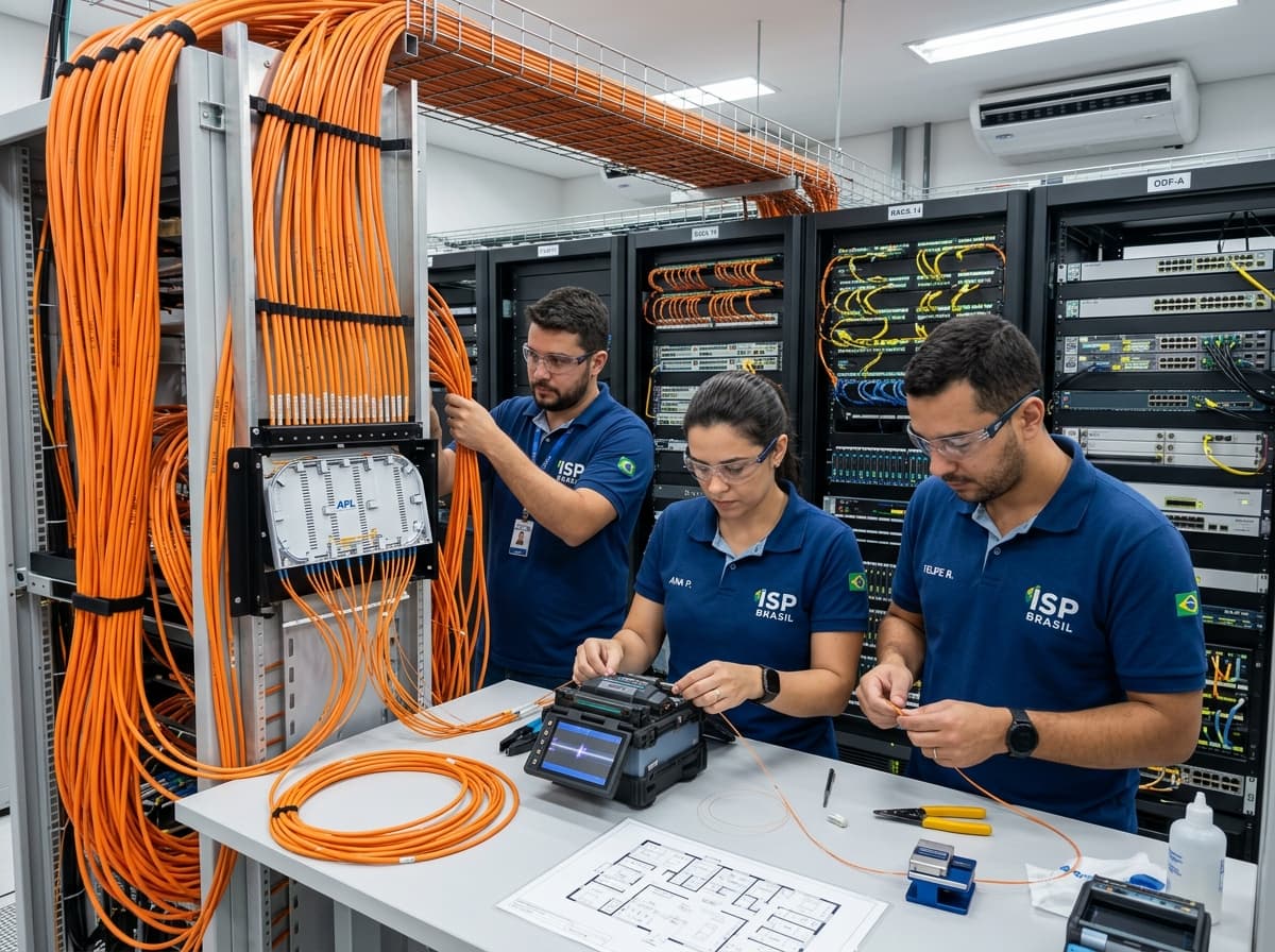 Equipe Master ISP realizando projeto em provedor de internet